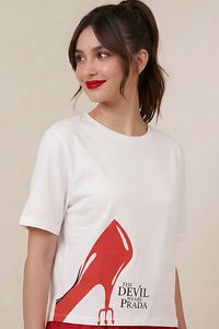 Zivame Devil Wears Prada Knit Cotton Loungewear Set - Flame Scarlet — thumbnail 5